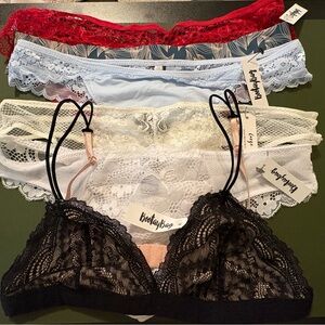 NWT BootayBag 5 Thongs Underwear Size Large + 1 Bralette M/L - 6 Items Total
